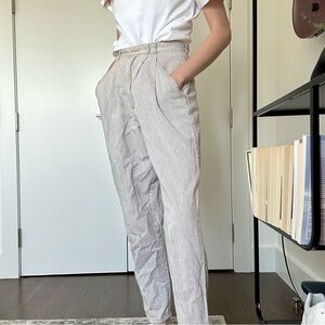 Vintage pinstripe 80’s tan trousers by Cucamonga